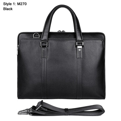 Genuine Leather 15.6" Laptop Briefcase Black