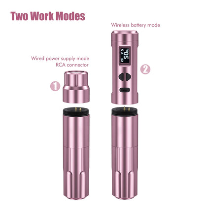 Wireless Rotary Tattoo Pen Kit with 2 Batteries Grey