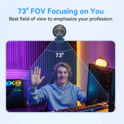 4K USB Webcam with Autofocus and Dual Microphones