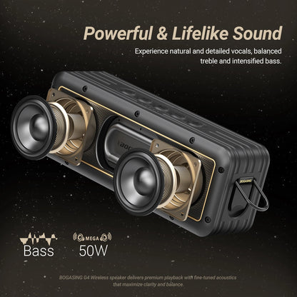 Portable Bluetooth Speaker 50W Enhanced Bass IPX7 Waterproof