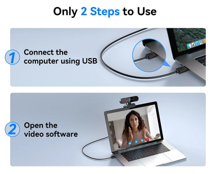 4K Autofocus Webcam with Dual Noise Cancelling Microphones