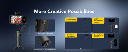 Smart AI Smartphone Gimbal with Built-In Extension Rod
