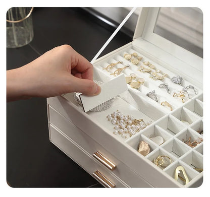 Portable Green Jewelry Organizer 3 Tier Drawers