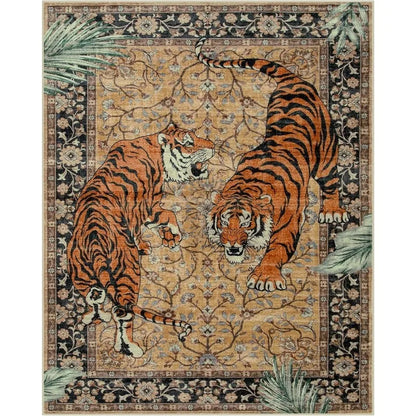 Machine Washable Living Room Rug Tiger Pattern