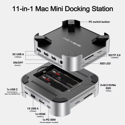10Gbps USB-C Docking Station for Mac Mini M4 Pro