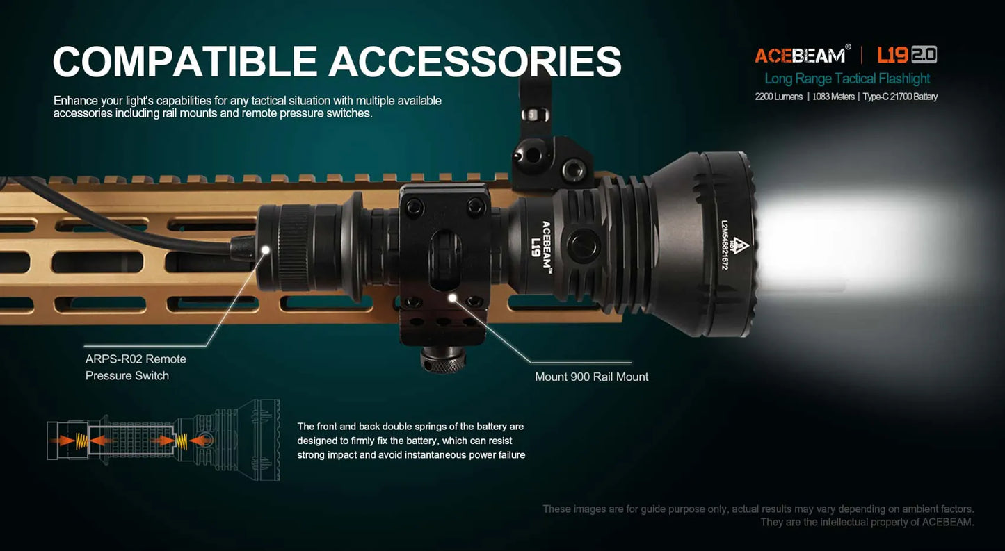Hunting Flashlight 2200LM 1520m Long-Range Rechargeable LED