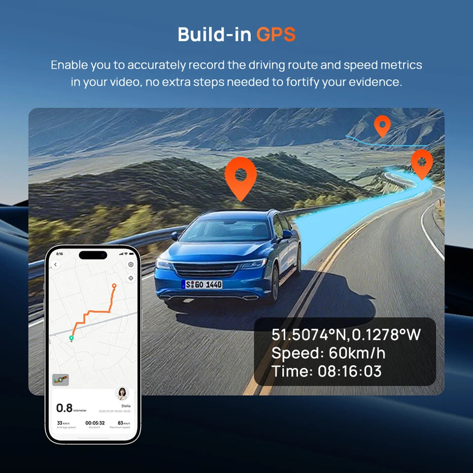 3-Channel 4K Dash Camera with 512GB U3 Card