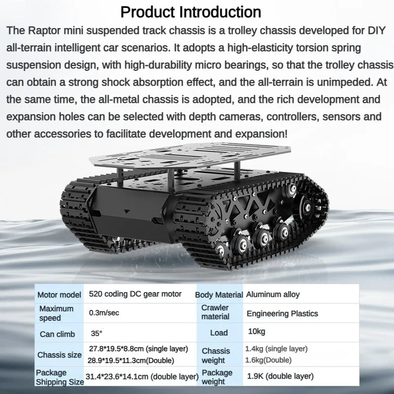 Heavy Duty 10kg Double Tank Robot Base with Shock Absorption