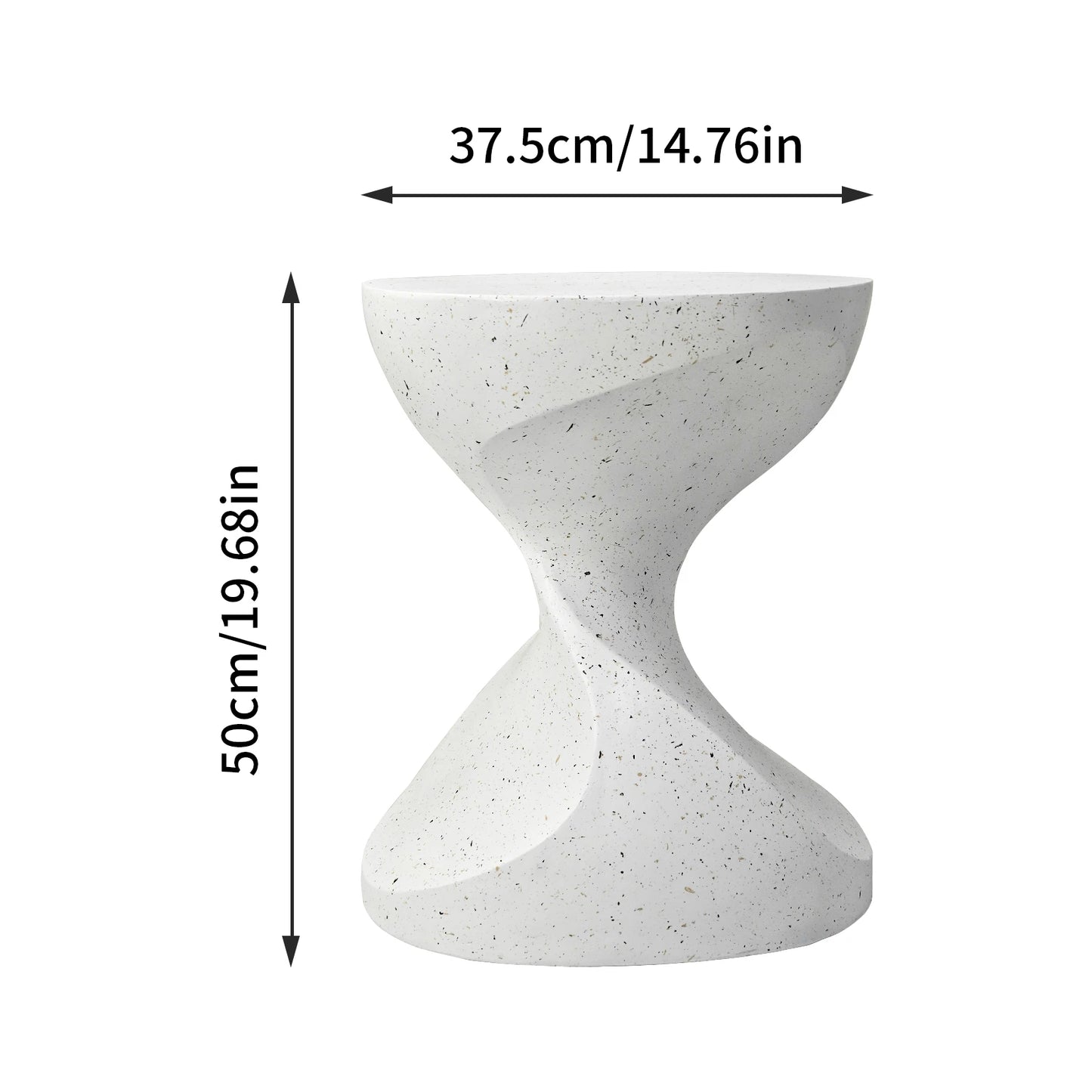 White Accent Table with Hourglass Shape for Indoor Outdoor Use