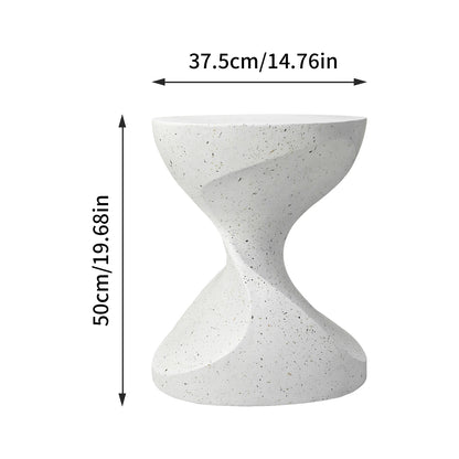 White Accent Table with Hourglass Shape for Indoor Outdoor Use
