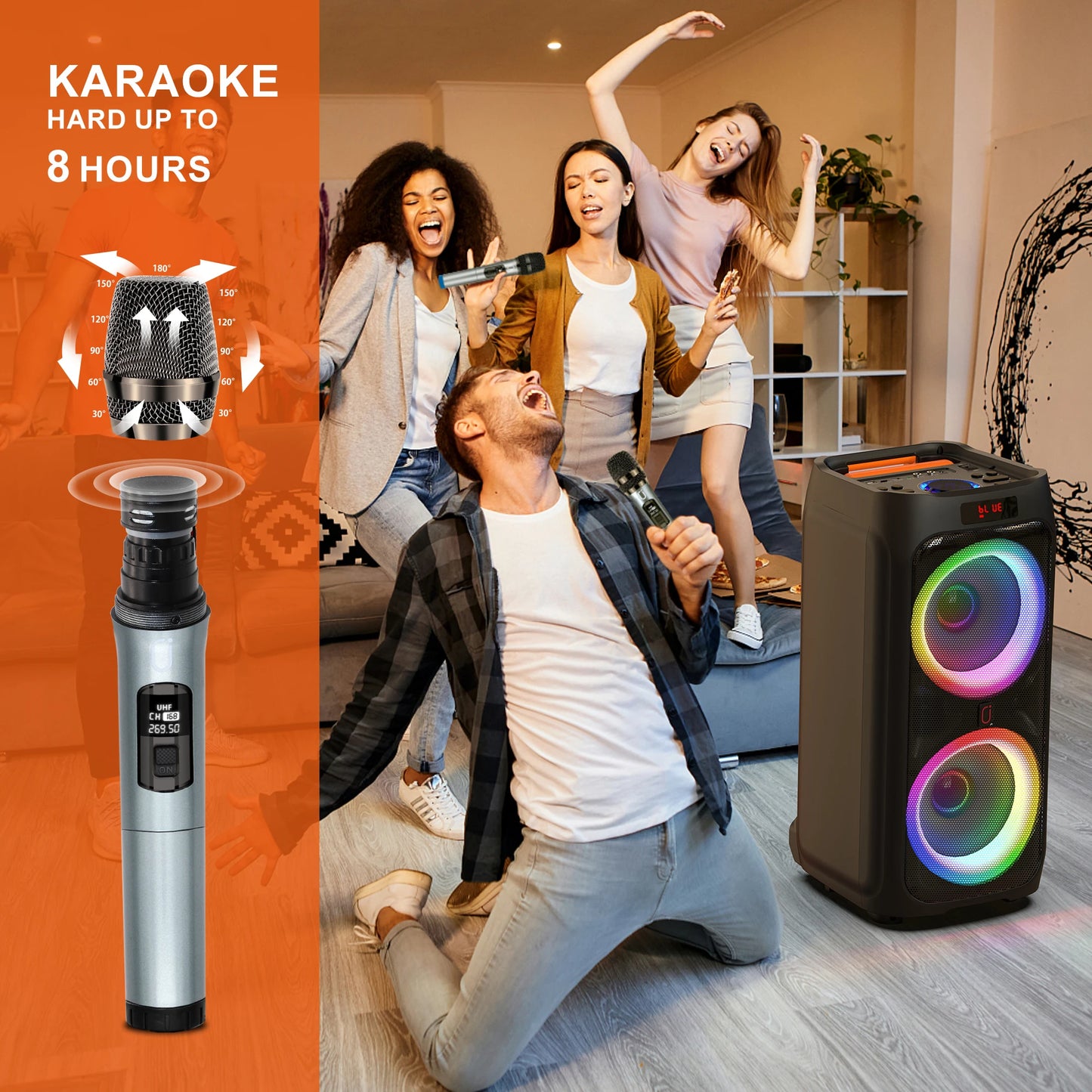 Portable T9 Karaoke Machine with 2 Wireless Mics