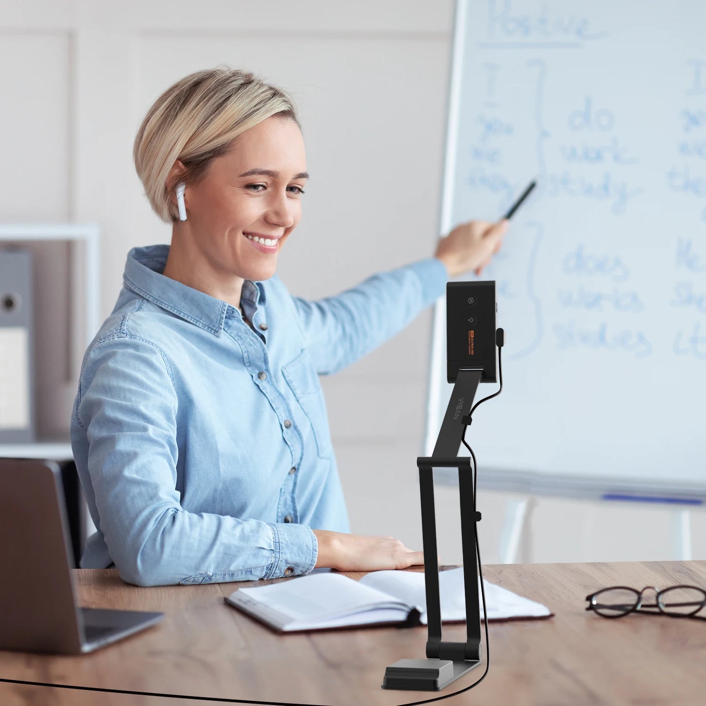 13MP 4K USB Document Camera with AI Noise Reduction Mic
