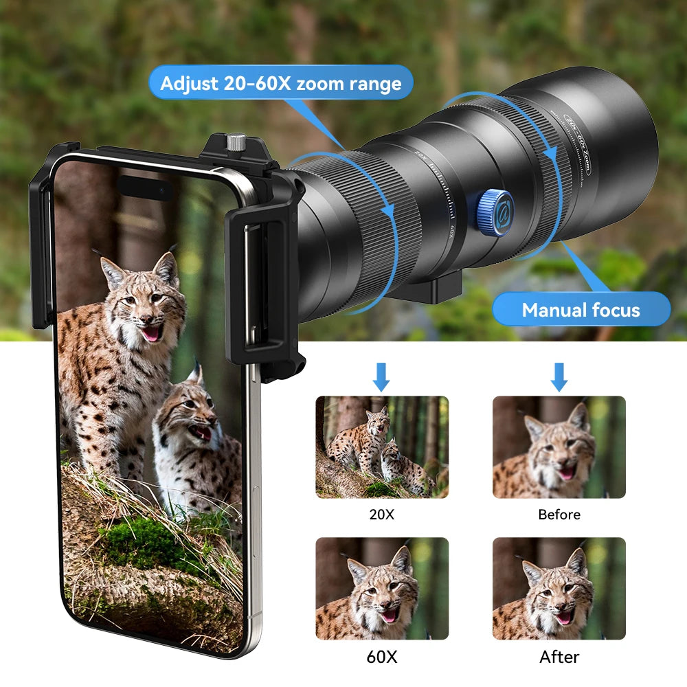 High-Power 20-60x Mobile Telescope Lens