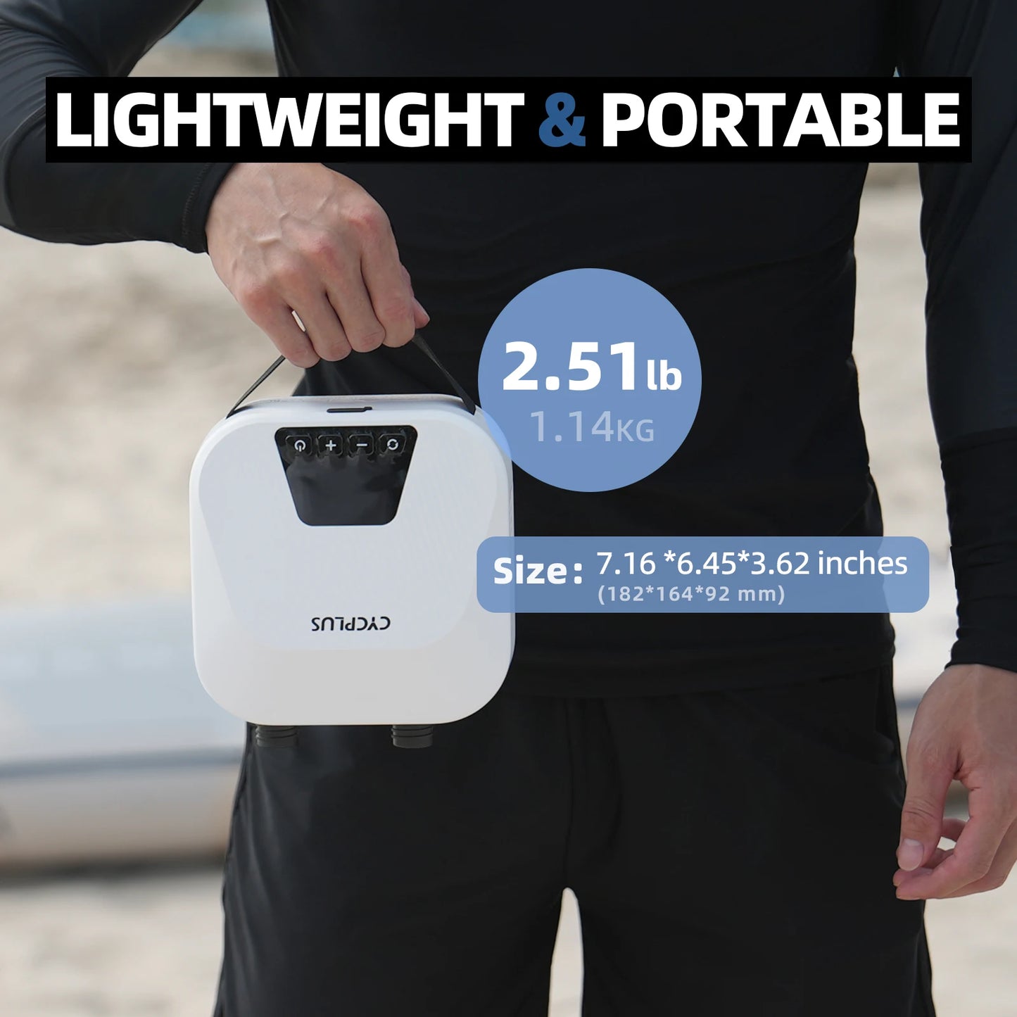 Portable Electric SUP Pump 20PSI Rechargeable Air Inflator 38Wh
