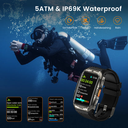 Rugged Smartwatch with 3D Curved AMOLED Display Silver