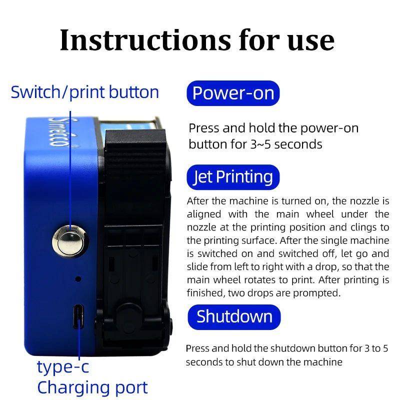 Mini Portable Label Printer with 1 Ink for Packaging