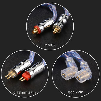 6N Litz Silver Plated OCC Earphone Cable 4.4mm 2Pin