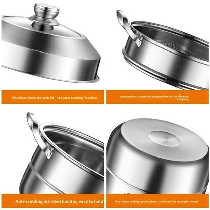 304 Stainless Steel 3-Tier Steamer 30cm