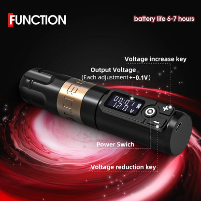 Complete Wireless Tattoo Kit with Pen, Cartridges and Battery
