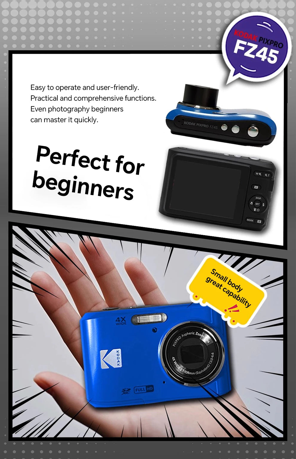 16MP Digital Camera 4X Zoom 1080p HD Compact Camera