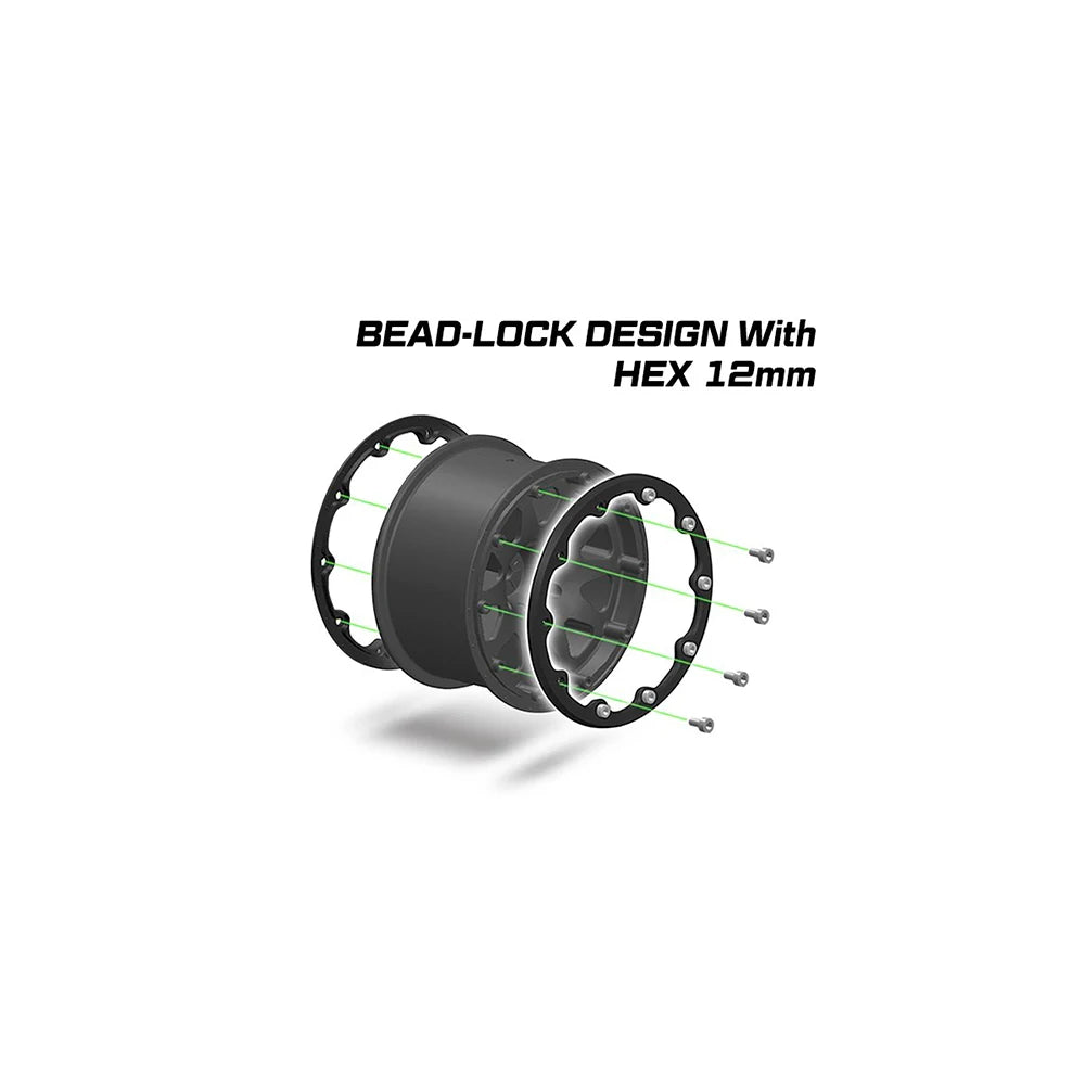 4PCS 1/10 RC Beadlock Wheels 12mm Hex D Black