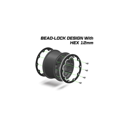 4PCS 1/10 RC Beadlock Wheels 12mm Hex D Black