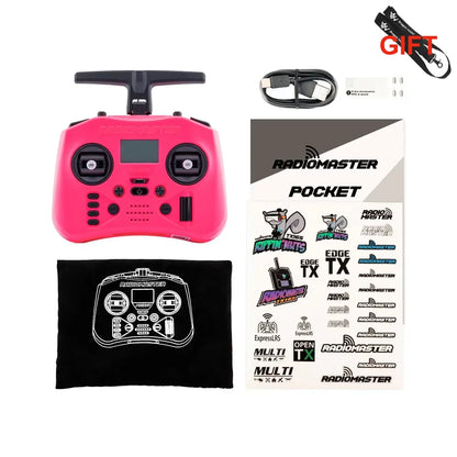 Portable 2.4GHz ELRS Remote Controller with Hall Gimbals Pink