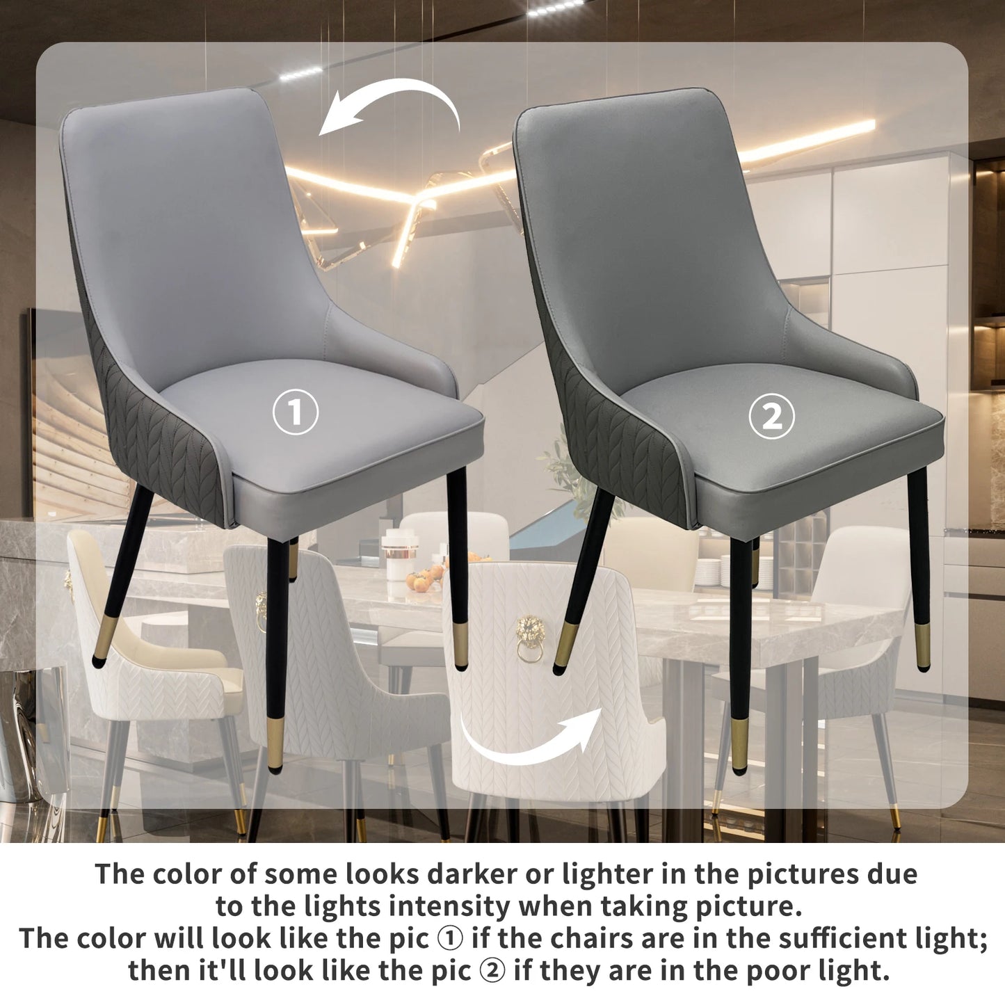 2pcs Grey Microfiber Leather Chairs for Kitchen or Dining