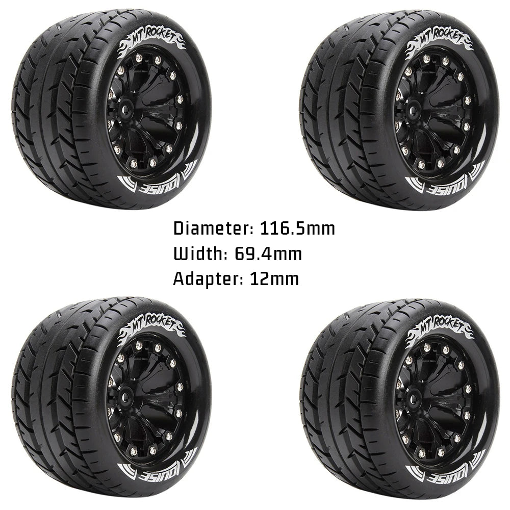 4PCS 1/10 RC Beadlock Wheels 12mm Hex D Black