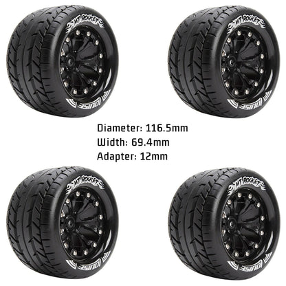 4PCS 1/10 RC Beadlock Wheels 12mm Hex D Black