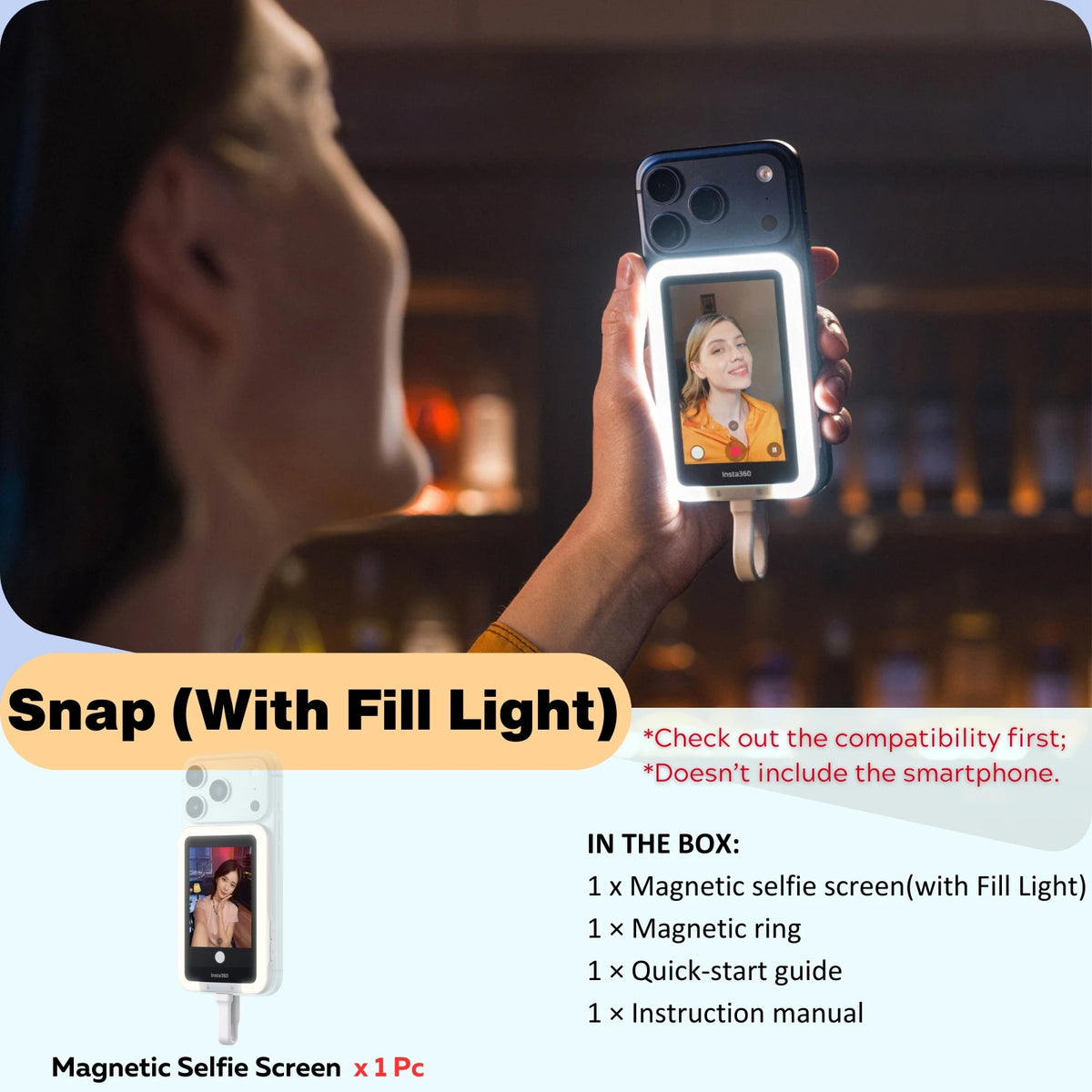 Magnetic Rear Camera Selfie Screen for iPhone and Android