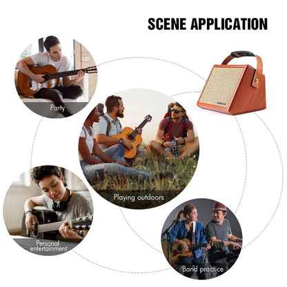 Rechargeable Guitar Amp Speaker with Bass Treble Reverb Control
