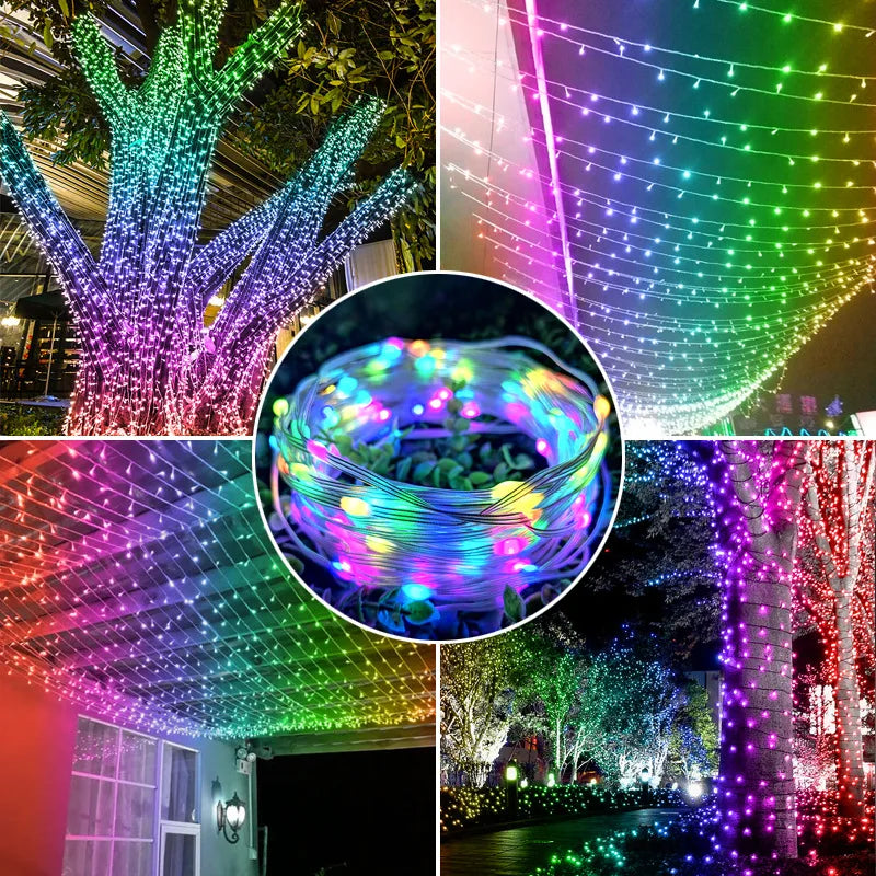 Waterproof RGB LED Pebble Pixel String Lights Black Wire
