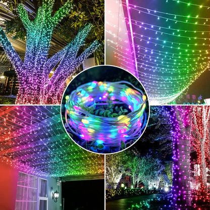 Waterproof RGB LED Pebble Pixel String Lights Black Wire