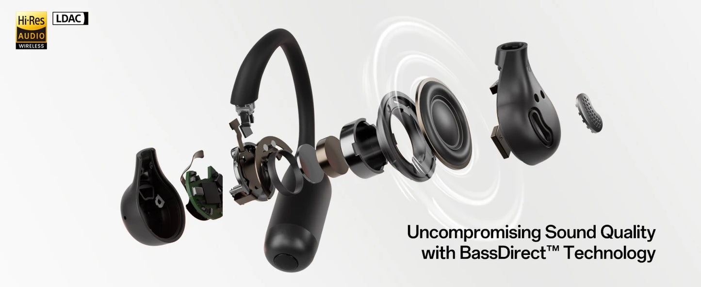 Open Ear Bluetooth 6.0 Sports Earbuds IPX5 ENC Black