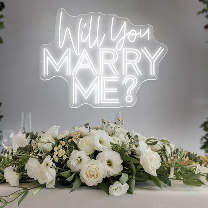60x48cm White Neon Will You Marry Me Wall Decoration