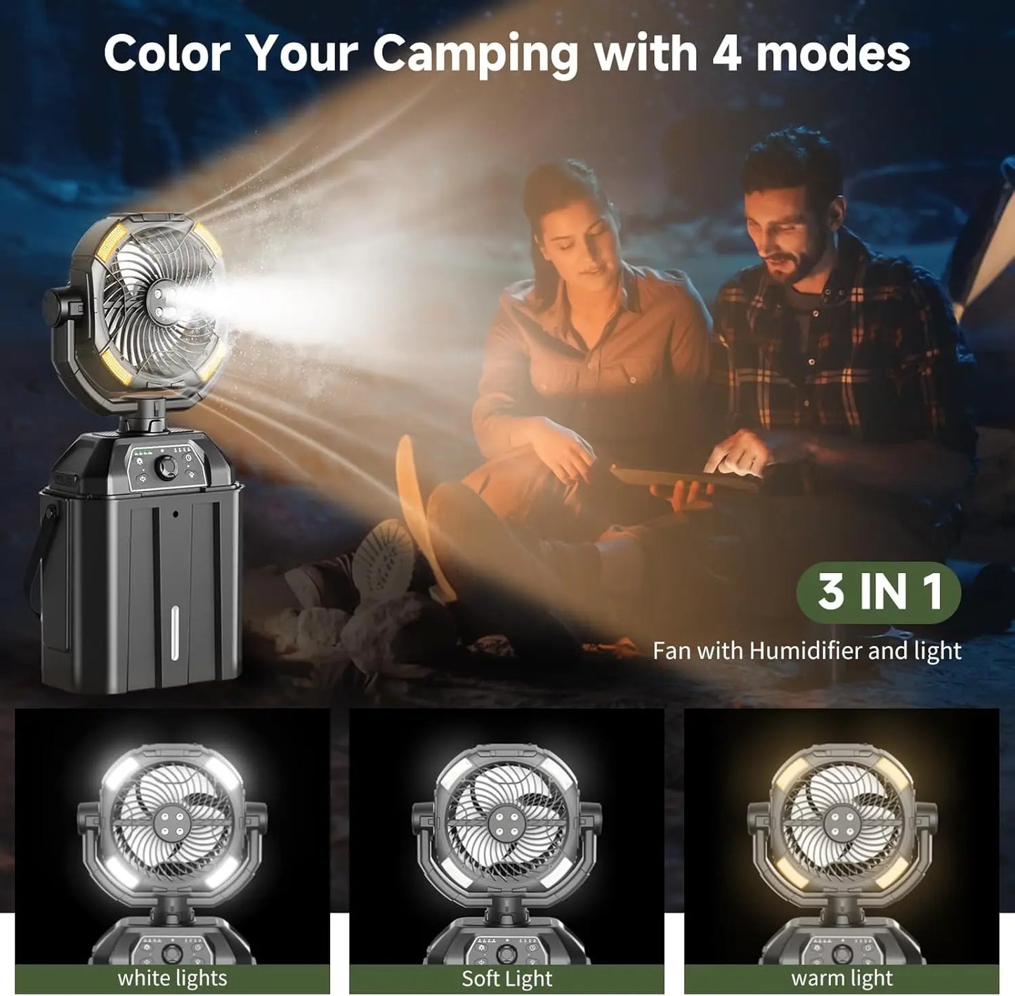 7L Bucket Misting Fan with USB Rechargeable Battery
