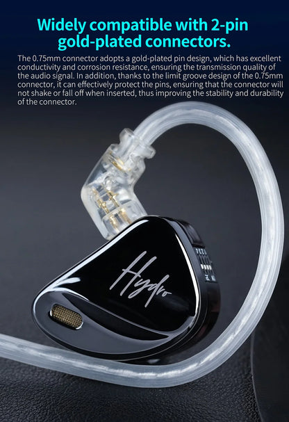 Hydro Black Noise Isolating Wired Earbuds with Tuning Switch
