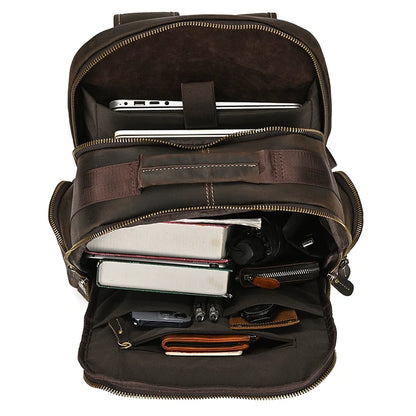 Business Travel Leather Backpack Large Capacity