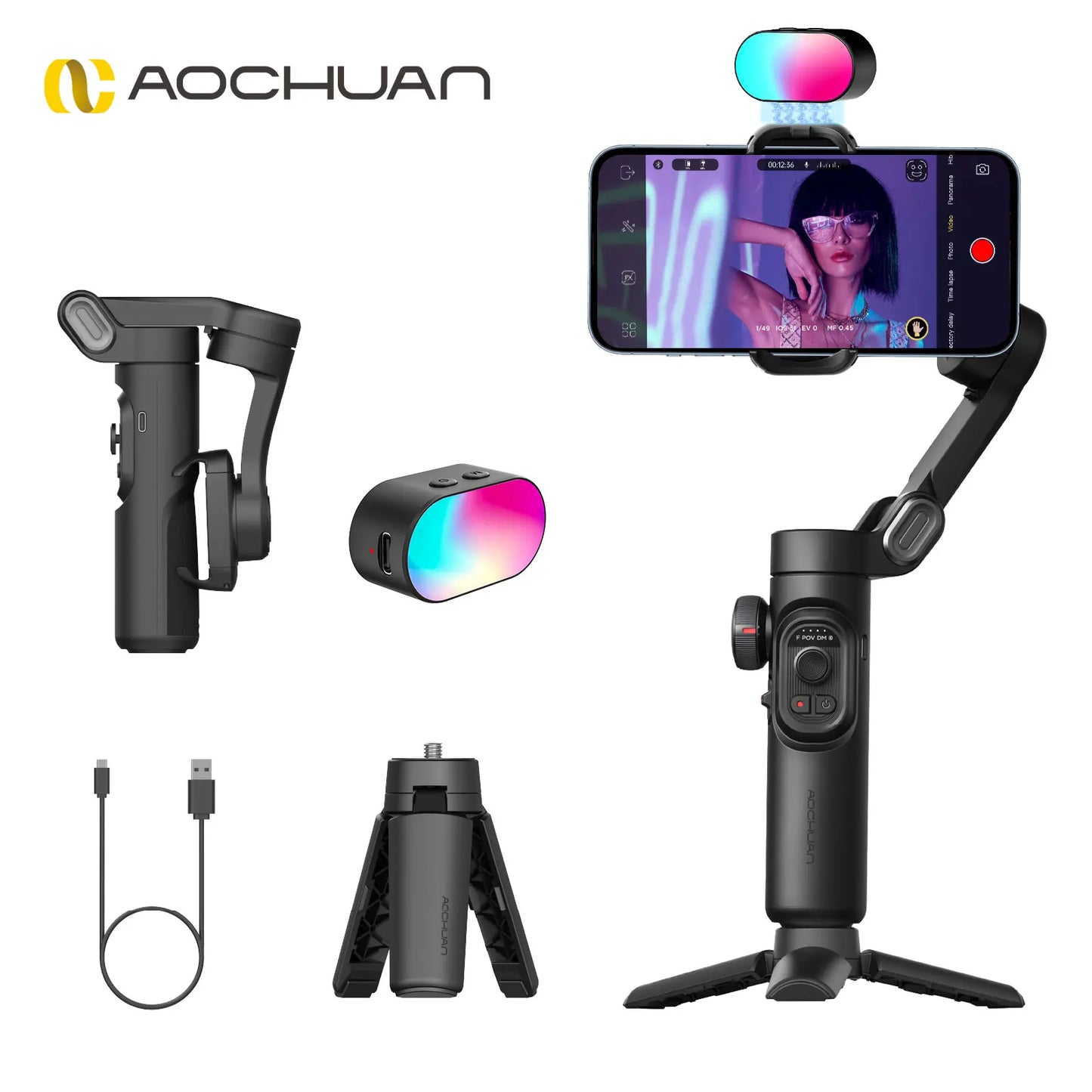 Wireless 3-Axis Video Gimbal with Foldable Design