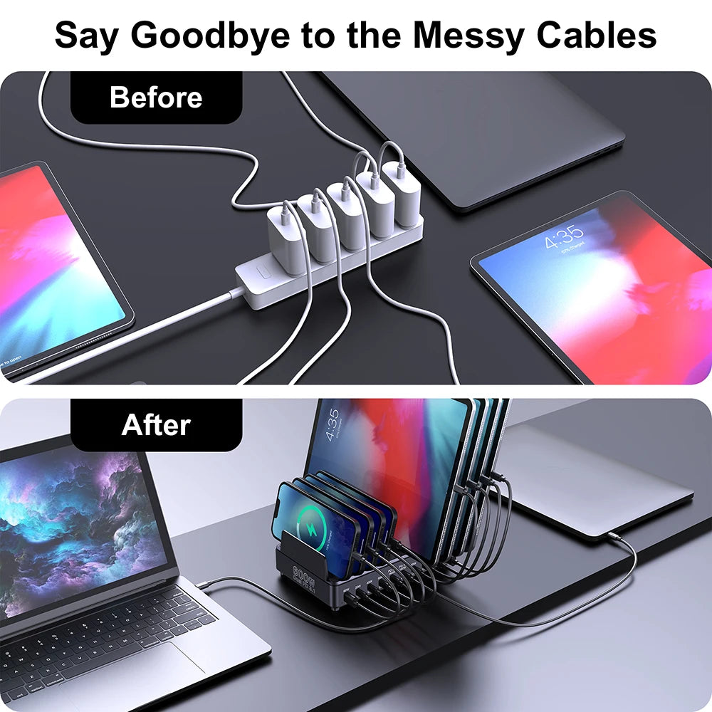 600W Multi USB Fast Charging Station with 10 Ports