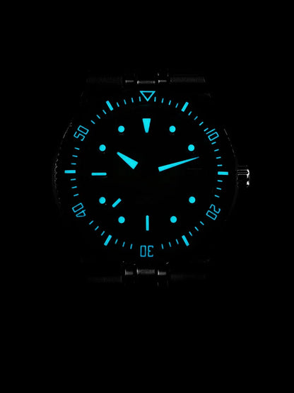 40mm Black Enamel Diver Watch Automatic Mechanical