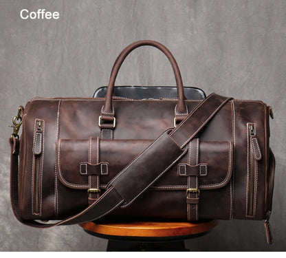 Genuine Leather Travel Bag Large Duffle Weekend Tote