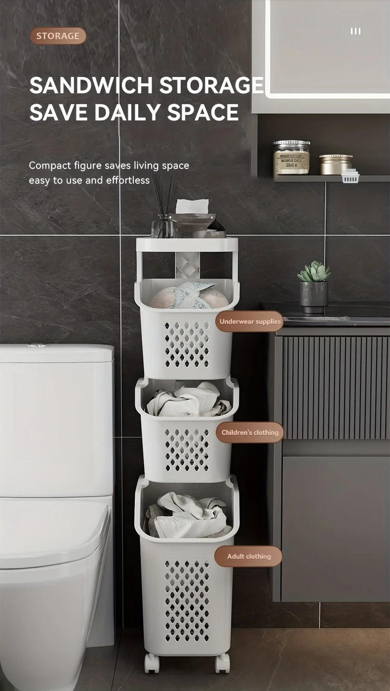 Portable Rolling Storage Basket for Clothes and Sundries
