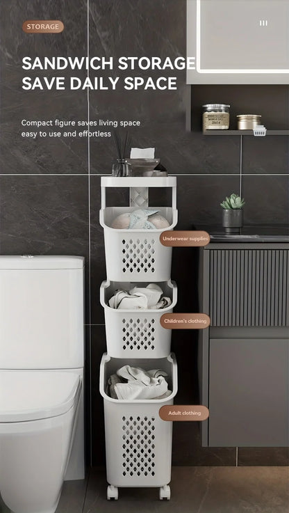 Portable Rolling Storage Basket for Clothes and Sundries