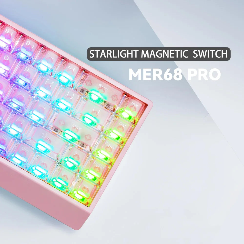Compact 68 Key Keyboard Pink Magnetic Switch