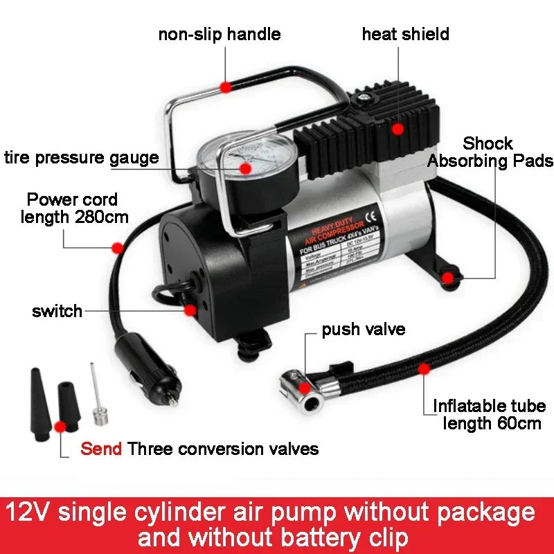 Compact 12V/220V Air Pump for Vehicles