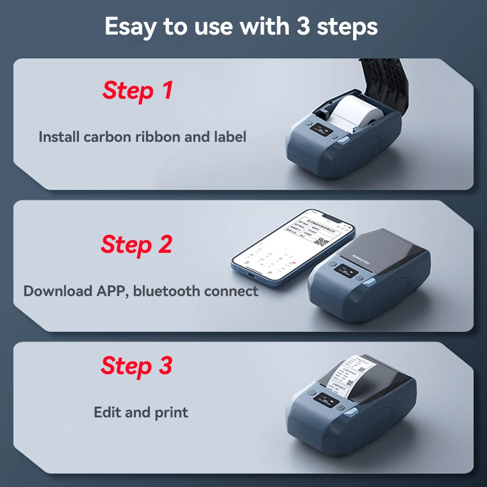 Compact 300DPI Label Printer with 40x30 Clear Labels