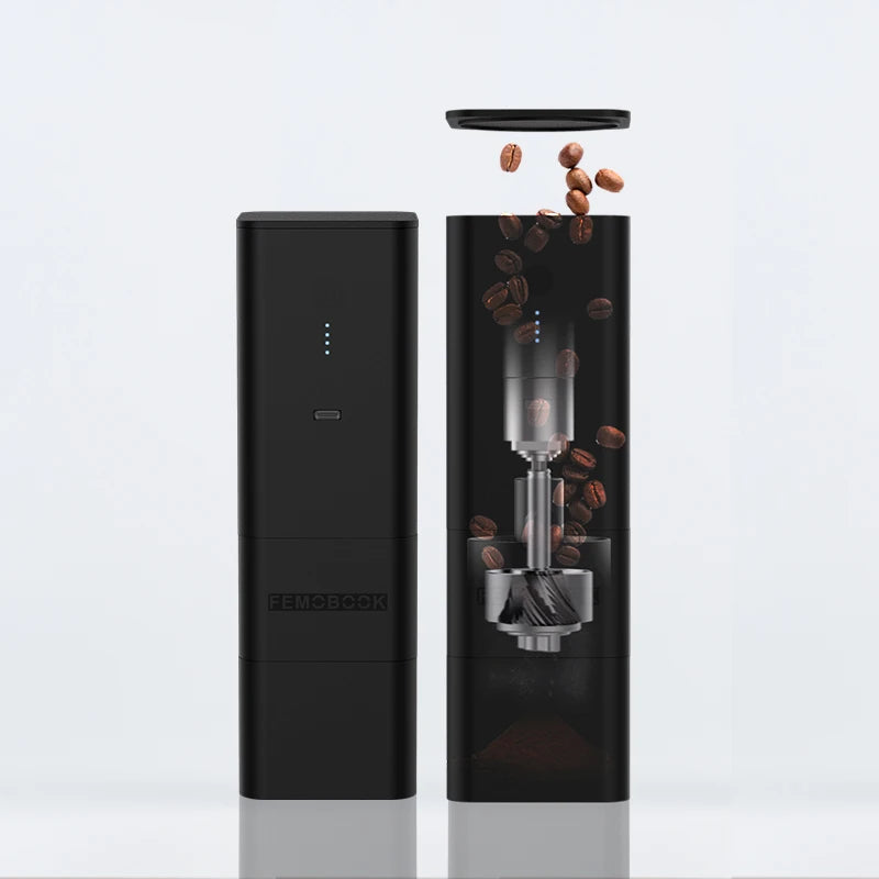 Cordless USB Coffee Grinder Magnetic Burr Black