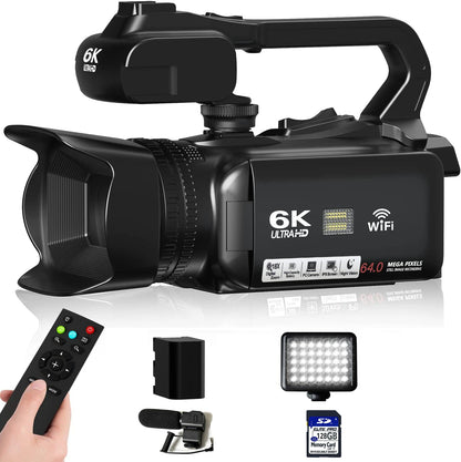 6K Camcorder with 64MP Lens and 18x Digital Zoom